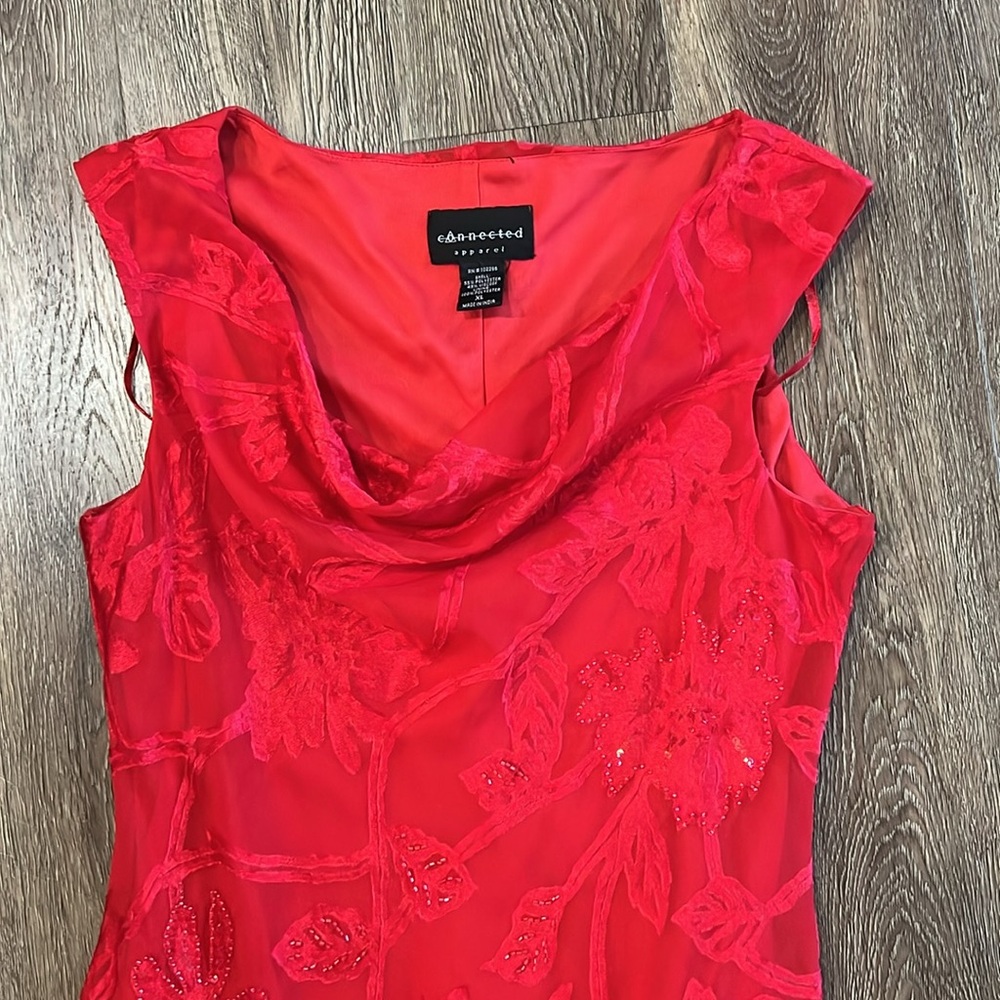 Connected Apparel Red cowl neck dress, mid length